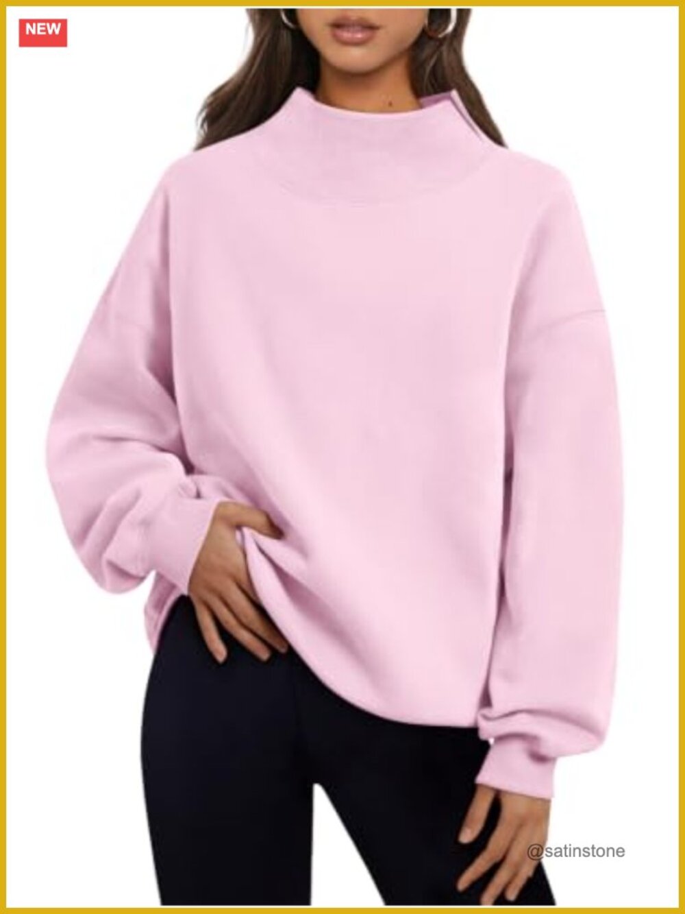 Women's Oversized Mock Neck Sweatshirt Fleece Lined Pullover
